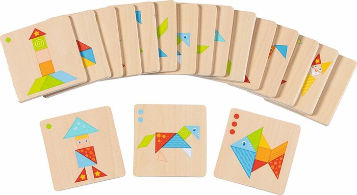 Tangram drewniany układanka logiczna Kolorowy świat Goki