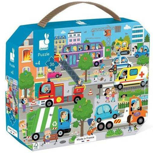 Puzzle dla dzieci w walizce Miasto 36 elementów Janod