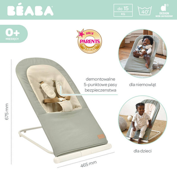 Leżaczek dla niemowlaka składany Eazy Relax Lichen Beaba