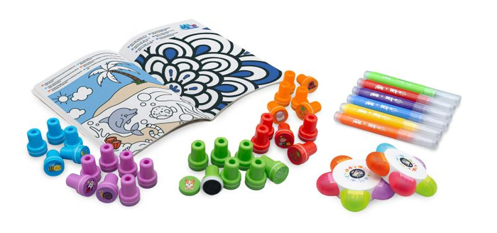 Stempelki dla dzieci Zestaw artystyczny z książeczką aktywności Buki