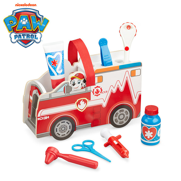 Ambulans drewniany pojazd ratunkowy z akcesoriami Psi Patrol Marshall's Melissa and Doug