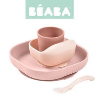 Beaba Komplet naczyń z silikonu pink
