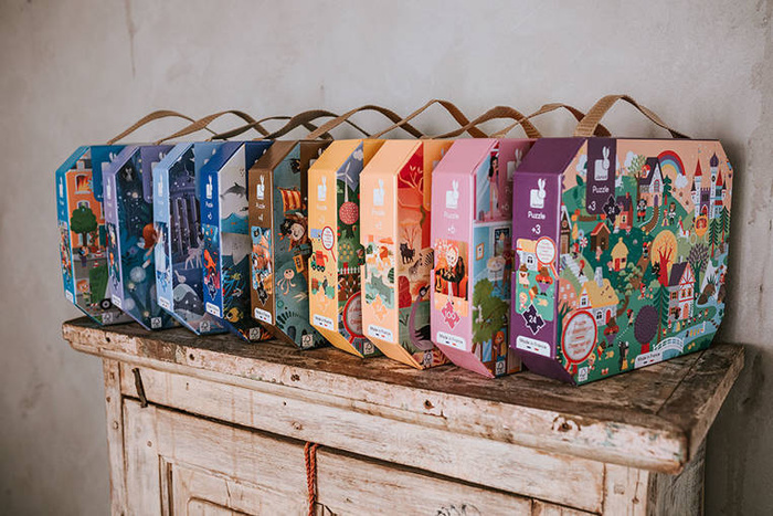 Puzzle dla dzieci w walizce Wróżki i lilie wodne 36 elementów Janod 