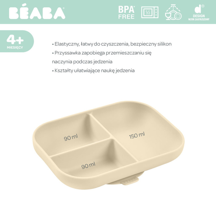 Talerzyk trójdzielny dla dziecka silikonowy z przyssawką Clay Beaba