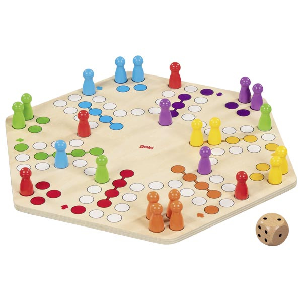 Ludo chińczyk podwójna drewniana gra planszowa dla 6 i 4 graczy Goki