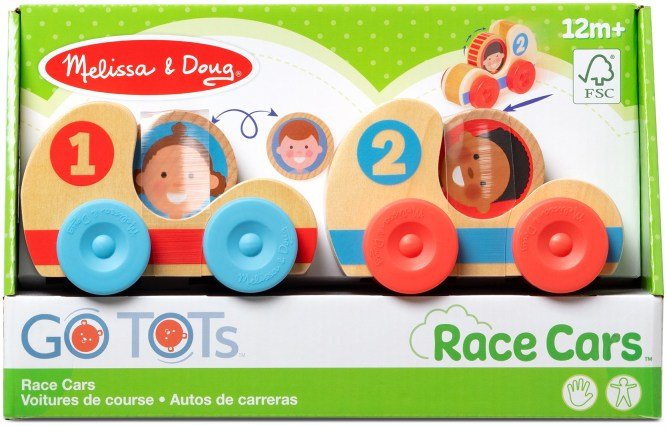 Dwa samochodziki drewniane z krążkami GO Tots Melissa & Doug