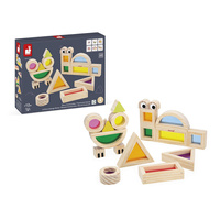 Klocki drewniane dla dzieci sensoryczne przeźroczyste kolorowe Janod