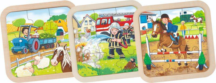 Puzzle drewniane Farma, Strażacy, Konie Goki