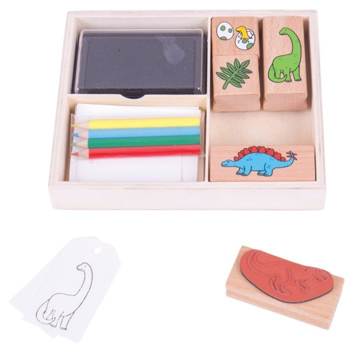 Zestaw do kolorowania z pieczątkami stempelki Dinozaury Bigjigs Toys