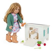 Chatka z pluszowym króliczkiem i przysmakami Zestaw Bunny Hutch Playset Our Generation