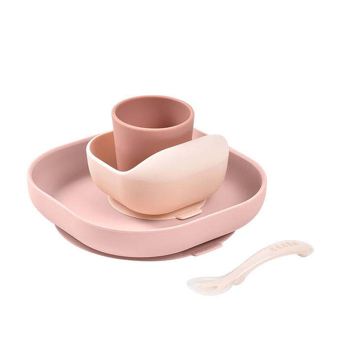Beaba Komplet naczyń z silikonu pink