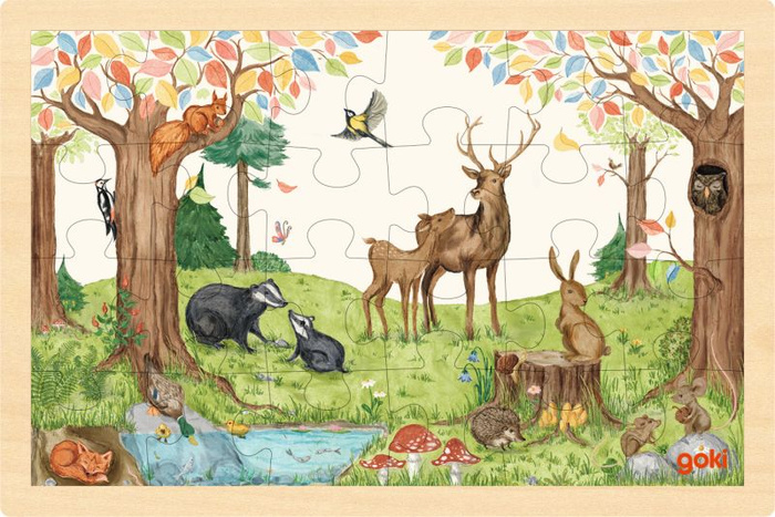 Drewniane puzzle dla dzieci 24 el Na polanie Goki