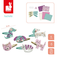 Zestaw kreatywny dla dzieci do tworzenia biżuterii brokatowe spinki do włosów Pieski i kotki Janod