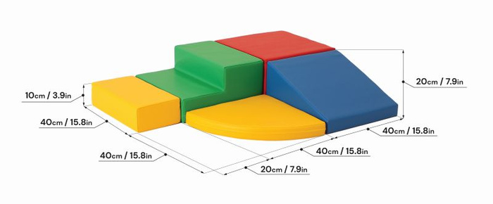 Duże klocki piankowe do wspinaczki i aktywnej zabawy dla dzieci zestaw wielokolorowy Corner Climber IGLU