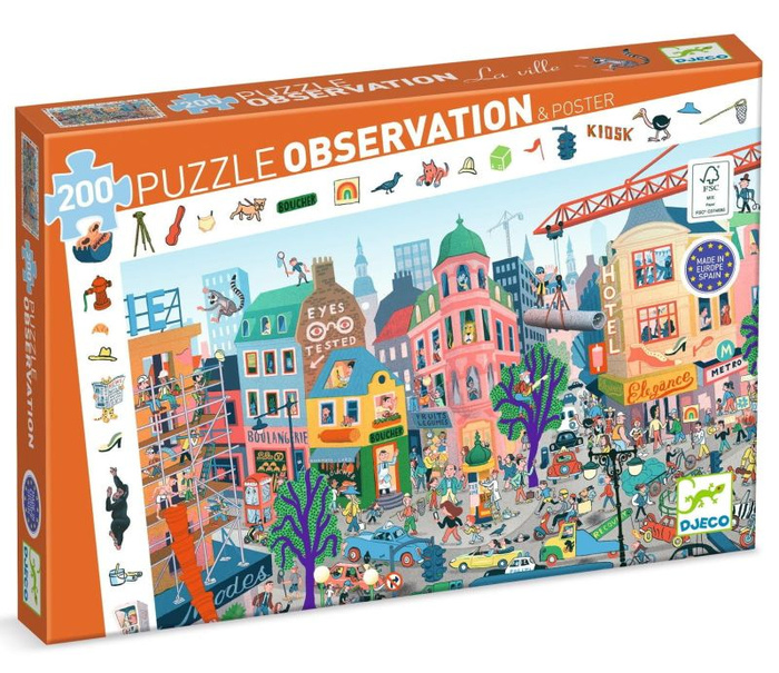 Puzzle dla dzieci obserwacja Miasto 200 elementów Djeco