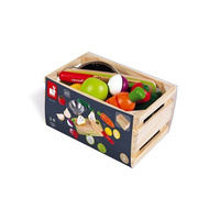 Drewniana skrzynka z warzywami i owocami Green Market 22 elementy 3-8 lat, Janod