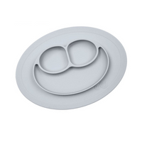 EZPZ Silikonowy talerzyk z podkładką mały 2w1 Mini Mat pastelowa szarość