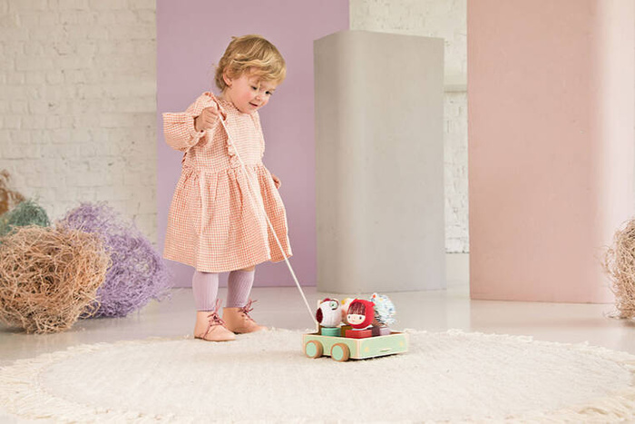 Drewniany wózek z sorterem do ciągnięcia Wilk Louis LILLIPUTIENS