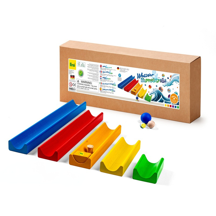 Drewniany Kulodrom 2w1 Tory wodno-kulkowe dla dzieci do zabawy w domu i ogrodzie Erzi 