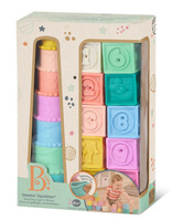 Miękkie kubeczki i klocki sensoryczne 2w1 dla dzieci Stackin’ Squishies B.Toys