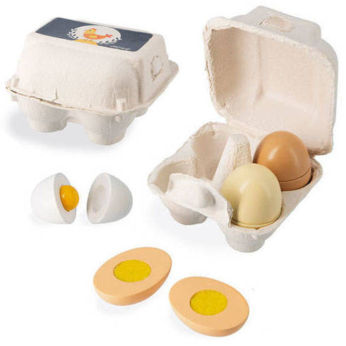 Wytłaczanka z 4 drewnianymi jajkami 3+ Janod