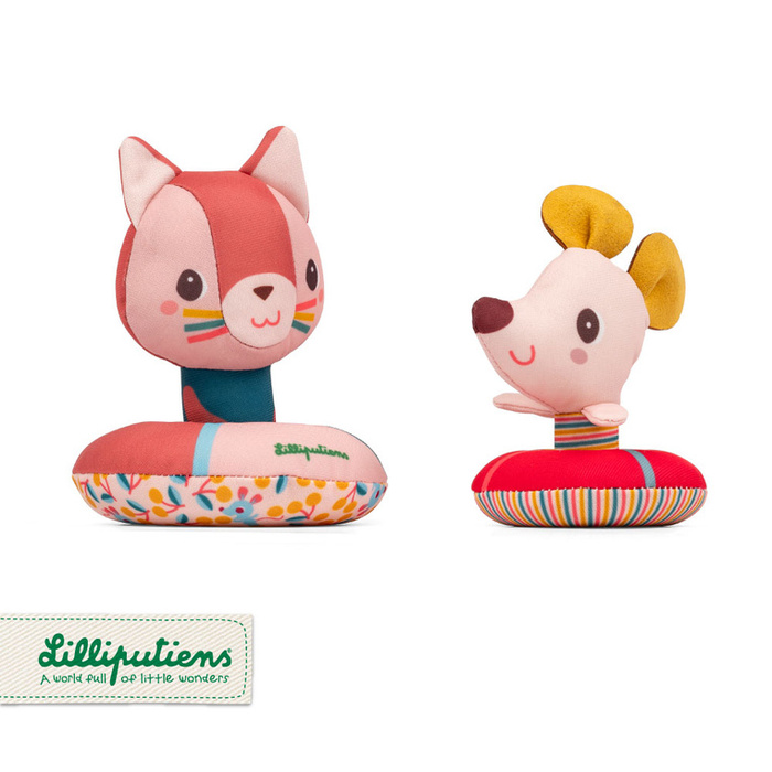 Lilliputiens Zestaw dwóch przytulanek do kąpieli Kotka Jeanne i Myszka Nina