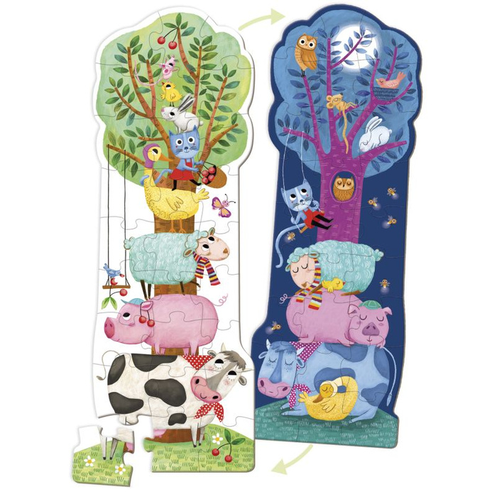 Wielkie puzzle dwustronne Farma Świecące w ciemności 27 el Goula