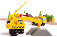 Zestaw drewnianych pojazdów budowlanych Bigjigs Rail