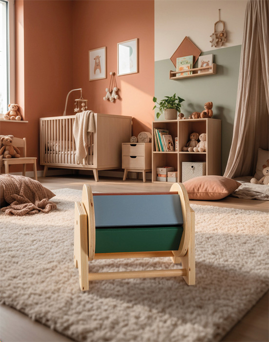 Sensoryczny bęben obrotowy Montessori z drewnianą kulką Small Foot