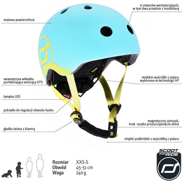 SCOOTANDRIDE Kask + Highwaykick1 2w1 jeździk i hulajnoga Zestaw Blueberry