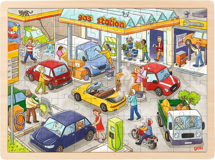Puzzle z drewna Stacja Paliw 96 el. Goki