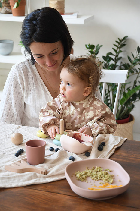 Beaba Komplet naczyń z silikonu pink