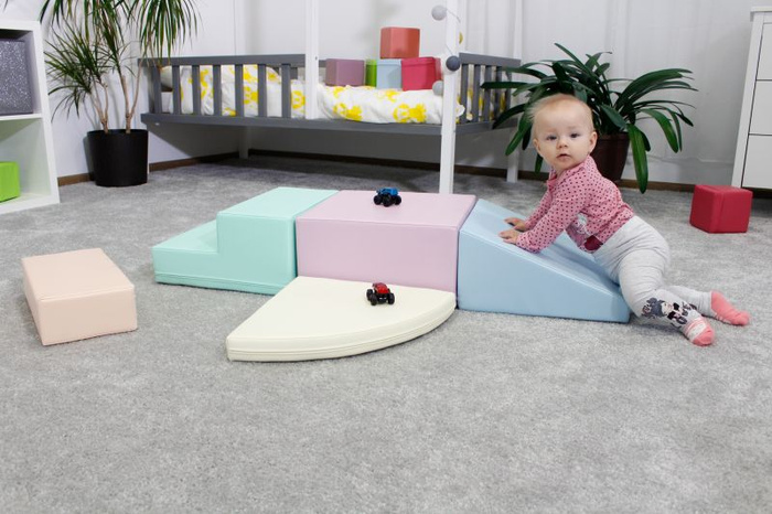 Duże klocki piankowe do wspinaczki i aktywnej zabawy dla dzieci zestaw pastelowy Corner Climber IGLU