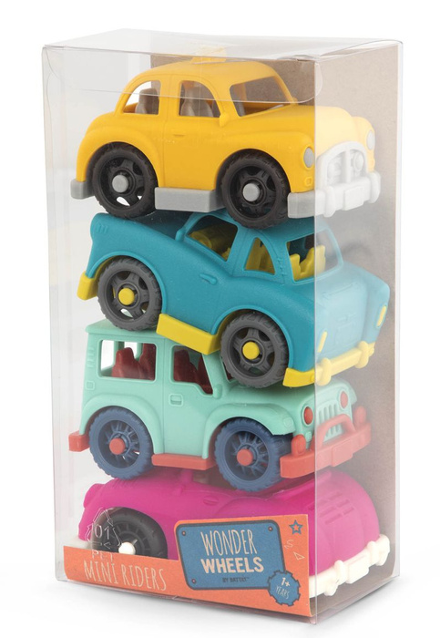 4 autka dla dzieci zestaw  z taksówką i kabrioletem Mini Riders Wonder Wheels Battat