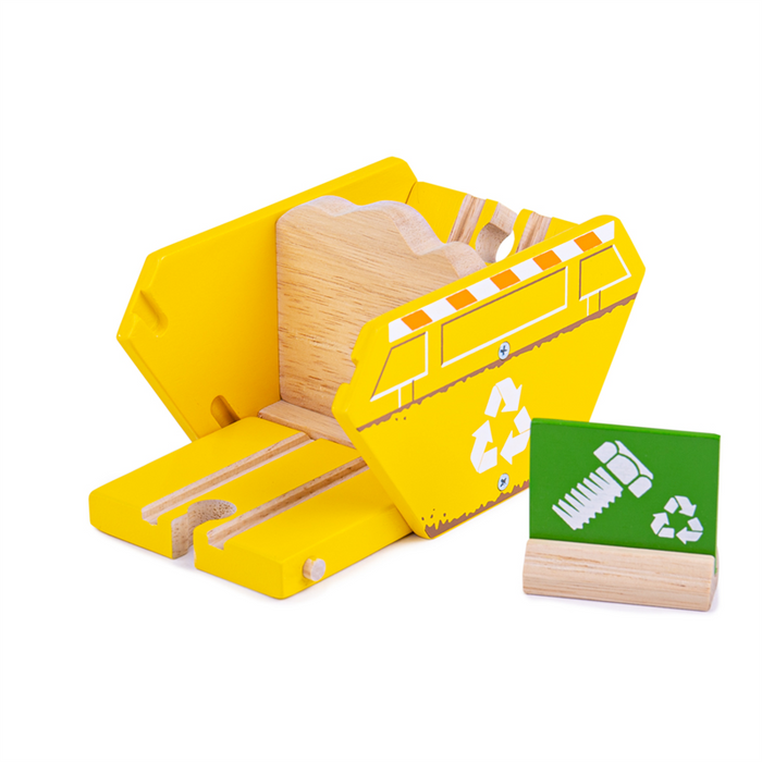 Żółty kontener na odpady do kolejki Bigjigs Rail