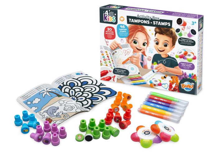 Stempelki dla dzieci Zestaw artystyczny z książeczką aktywności Buki