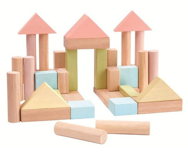 Pastelowe klocki drewniane 40 elementów Plan Toys