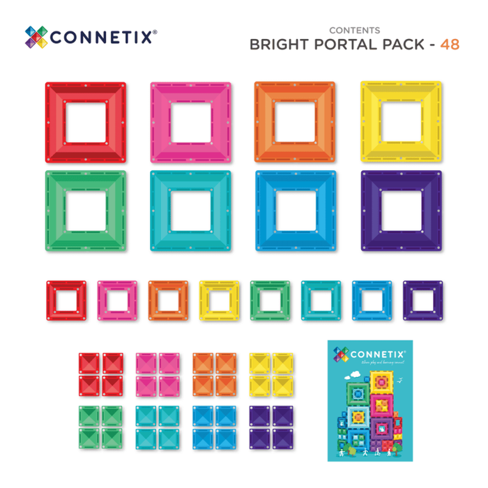 Klocki magnetyczne dla dzieci Bright Portal Pack 48 el Connetix