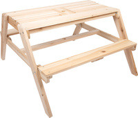 Drewniany stolik ogrodowy dla dzieci z ławką z chowanymi pojemnikami Small Foot