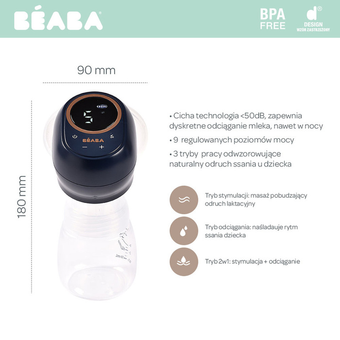 Laktator elektryczny pojedynczy 180 ml Night Blue Beaba