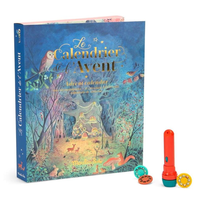 Bajkowy Kalendarz adwentowy latarka projektor La Grande Famille Moulin Roty