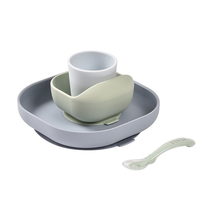 Komplet naczyń z silikonu z przyssawką Jungle Beaba 