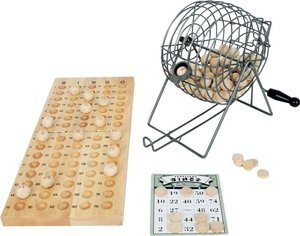Gra bingo z drewnianymi kulami