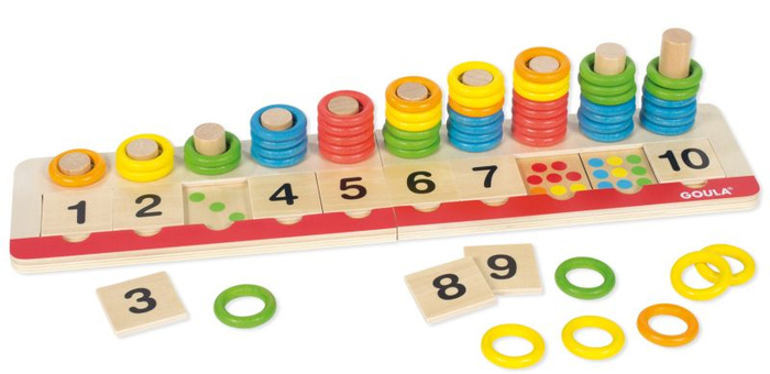 Drewniany sorter na palikach Nauka liczenia i kolorów dla dzieci Goula