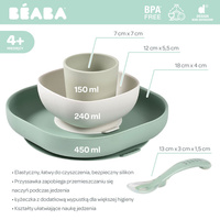 Komplet naczyń z silikonu z przyssawką Sage Green Beaba