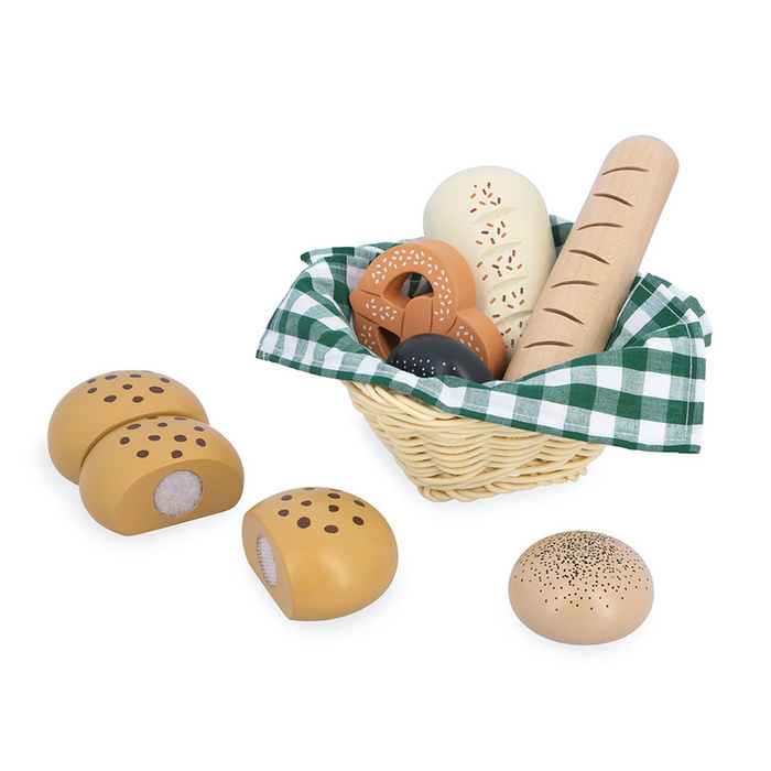 Zabawkowe jedzenie drewniane pieczywo w koszyku Shiny Grandma Janod