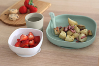 Komplet naczyń z silikonu z przyssawką Sage Green Beaba