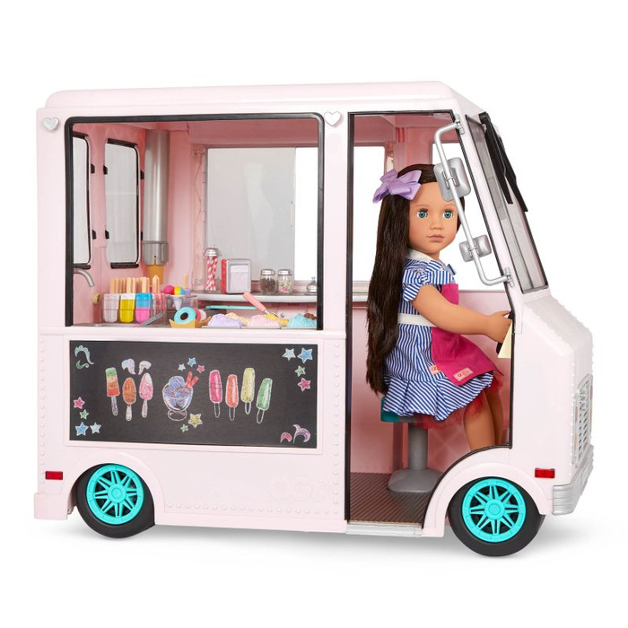 Ciężarówka z lodami i wyposażeniem różowa Sweet stop ice cream truck Our Generation 