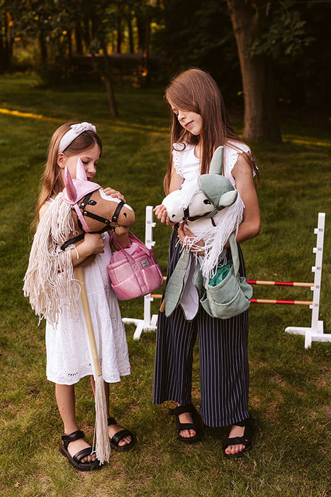 Koń na kiju szary i przeszkoda Fale Zestaw do Hobby Horse do zabawy w domu i plenerze Astrup