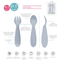 Komplet silikonowych sztućców Mini Utensils pastelowa szarość EZPZ